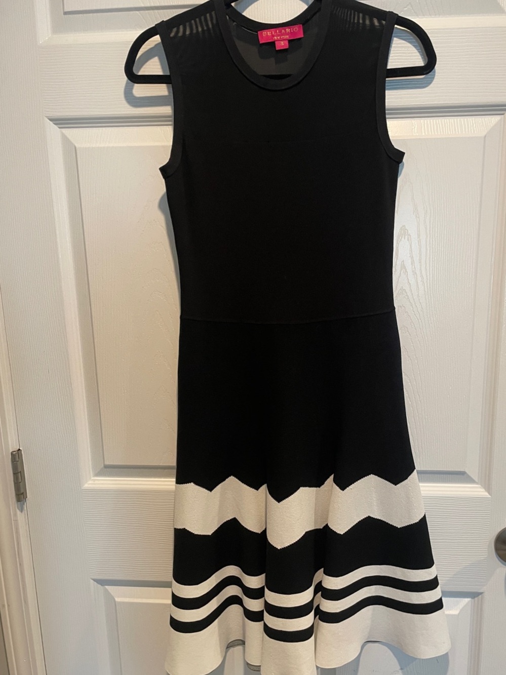 Bellario Boutique Black & White Sleeveless Fit-and-Flare Knit Dress